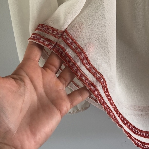 Anthropologie’s Willow & Clay Long Sleeve Blouse Embroidery Size M Bow Tie Top - Picture 6 of 11